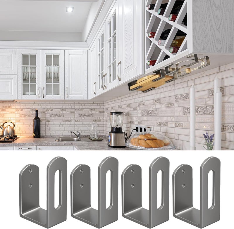 Aogigigio Under Cabinet Cutting Board Holder - 4 Pcs Cutting Board Holder Pot Lids Rack Storage Stainless Steel Under Shelf Counter Chopping Board(Grey) - Image 1